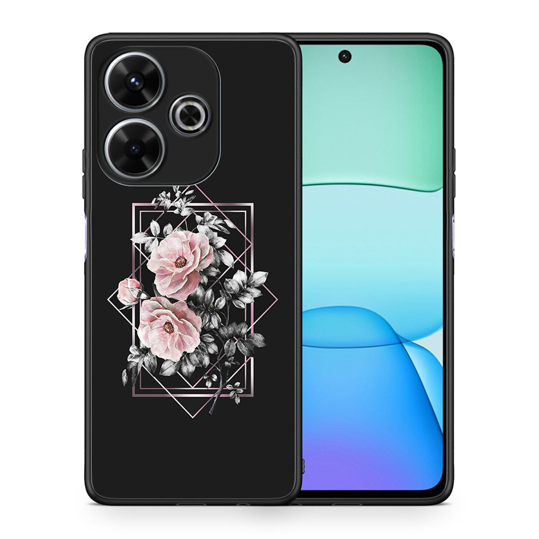 Θήκη Xiaomi Redmi 13 Frame Flower από τη Smartfits με σχέδιο στο πίσω μέρος και μαύρο περίβλημα | Xiaomi Redmi 13 Frame Flower case with colorful back and black bezels