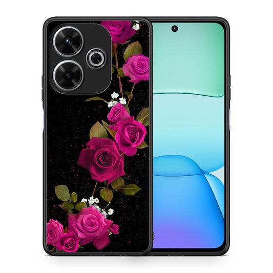 Θήκη Xiaomi Redmi 13 Red Roses Flower από τη Smartfits με σχέδιο στο πίσω μέρος και μαύρο περίβλημα | Xiaomi Redmi 13 Red Roses Flower case with colorful back and black bezels