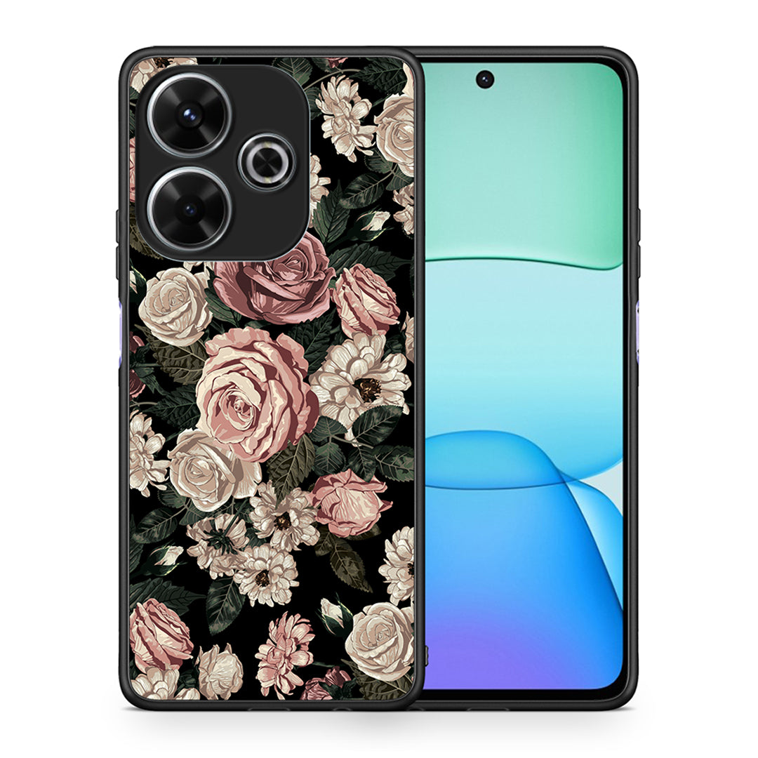 Θήκη Xiaomi Redmi 13 Wild Roses Flower από τη Smartfits με σχέδιο στο πίσω μέρος και μαύρο περίβλημα | Xiaomi Redmi 13 Wild Roses Flower case with colorful back and black bezels