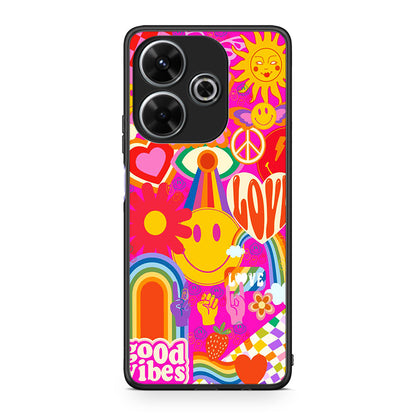 Xiaomi Redmi 13 Hippie Love θήκη από τη Smartfits με σχέδιο στο πίσω μέρος και μαύρο περίβλημα | Smartphone case with colorful back and black bezels by Smartfits