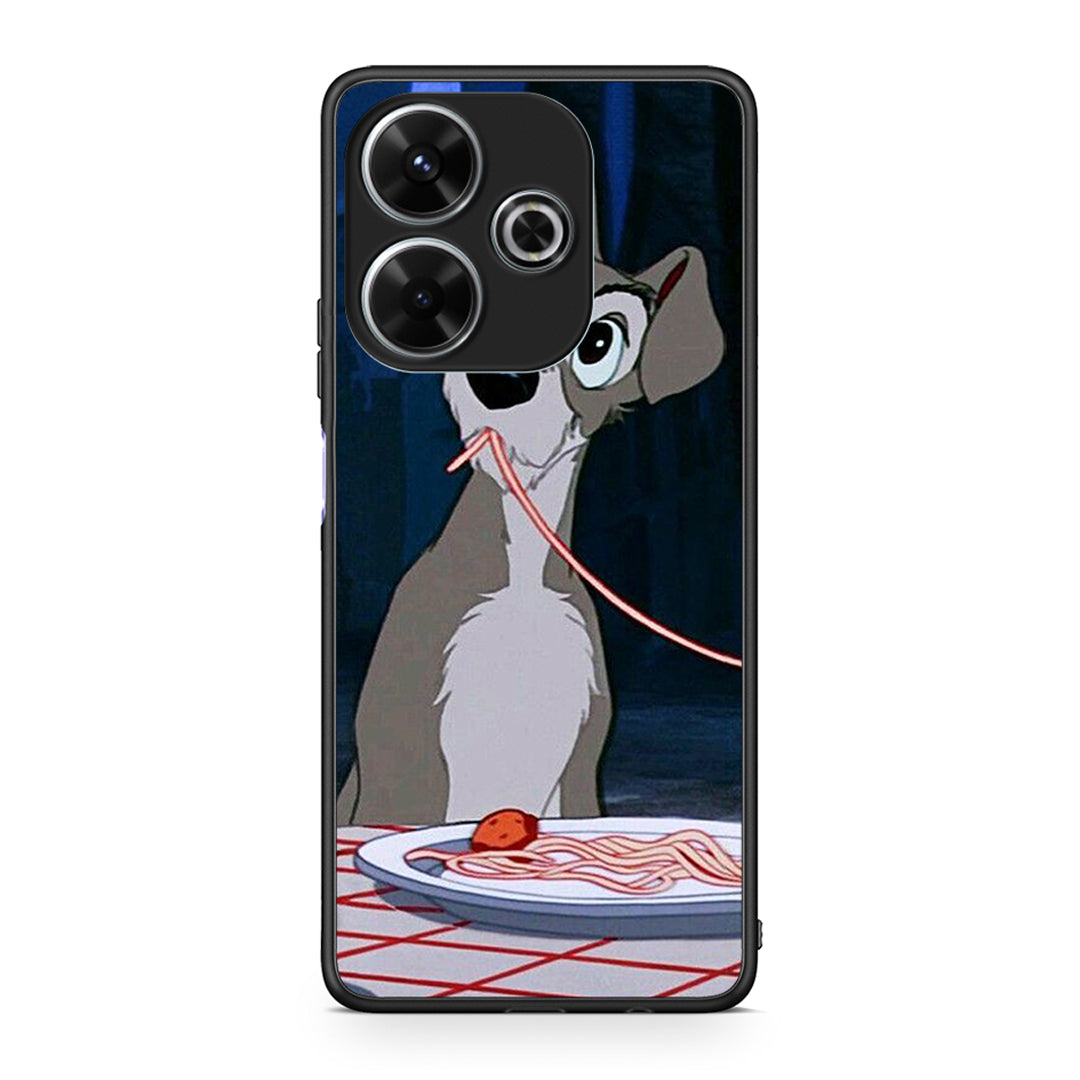 Xiaomi Redmi 13 Lady And Tramp 1 Θήκη Αγίου Βαλεντίνου από τη Smartfits με σχέδιο στο πίσω μέρος και μαύρο περίβλημα | Smartphone case with colorful back and black bezels by Smartfits