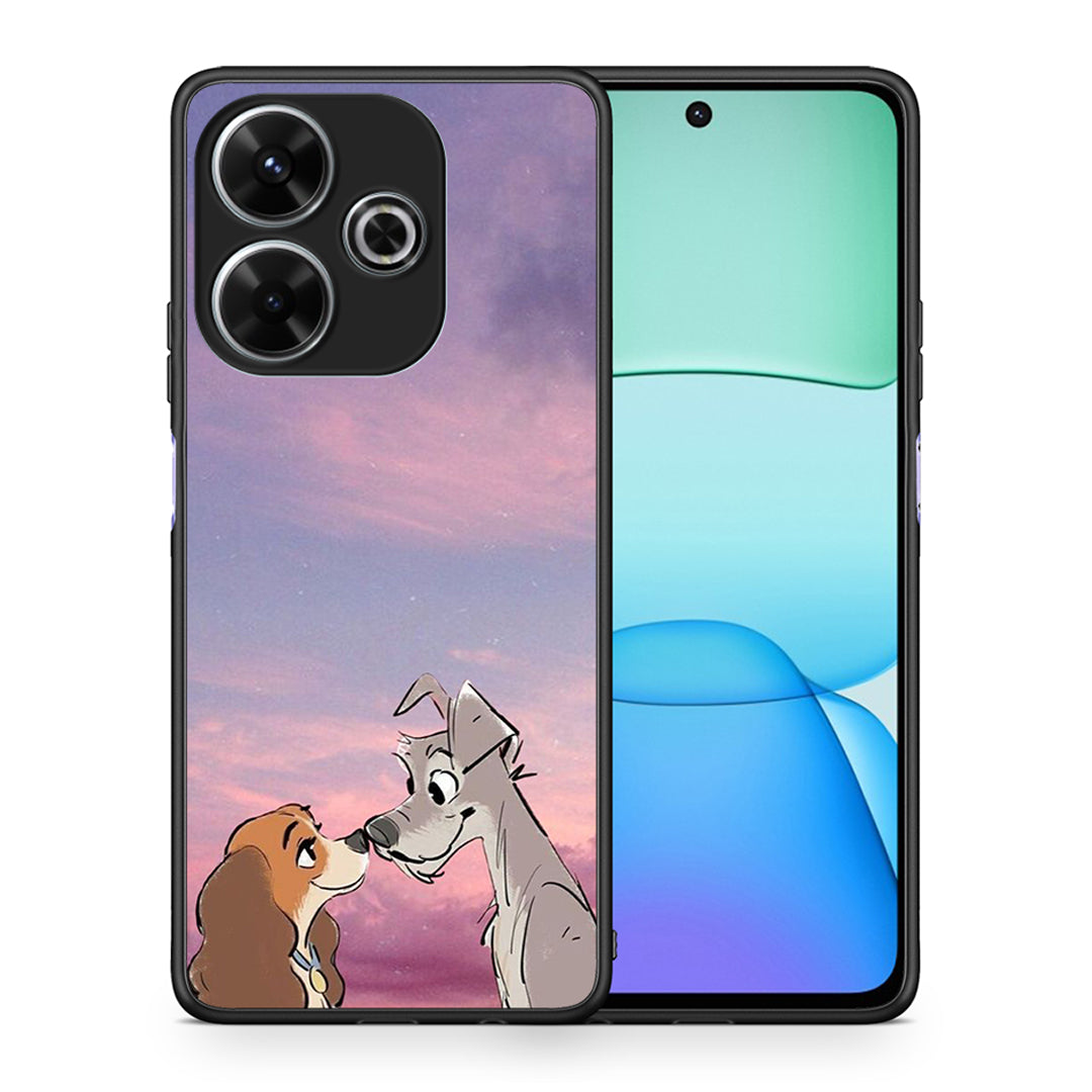 Θήκη Xiaomi Redmi 13 Lady And Tramp από τη Smartfits με σχέδιο στο πίσω μέρος και μαύρο περίβλημα | Xiaomi Redmi 13 Lady And Tramp case with colorful back and black bezels