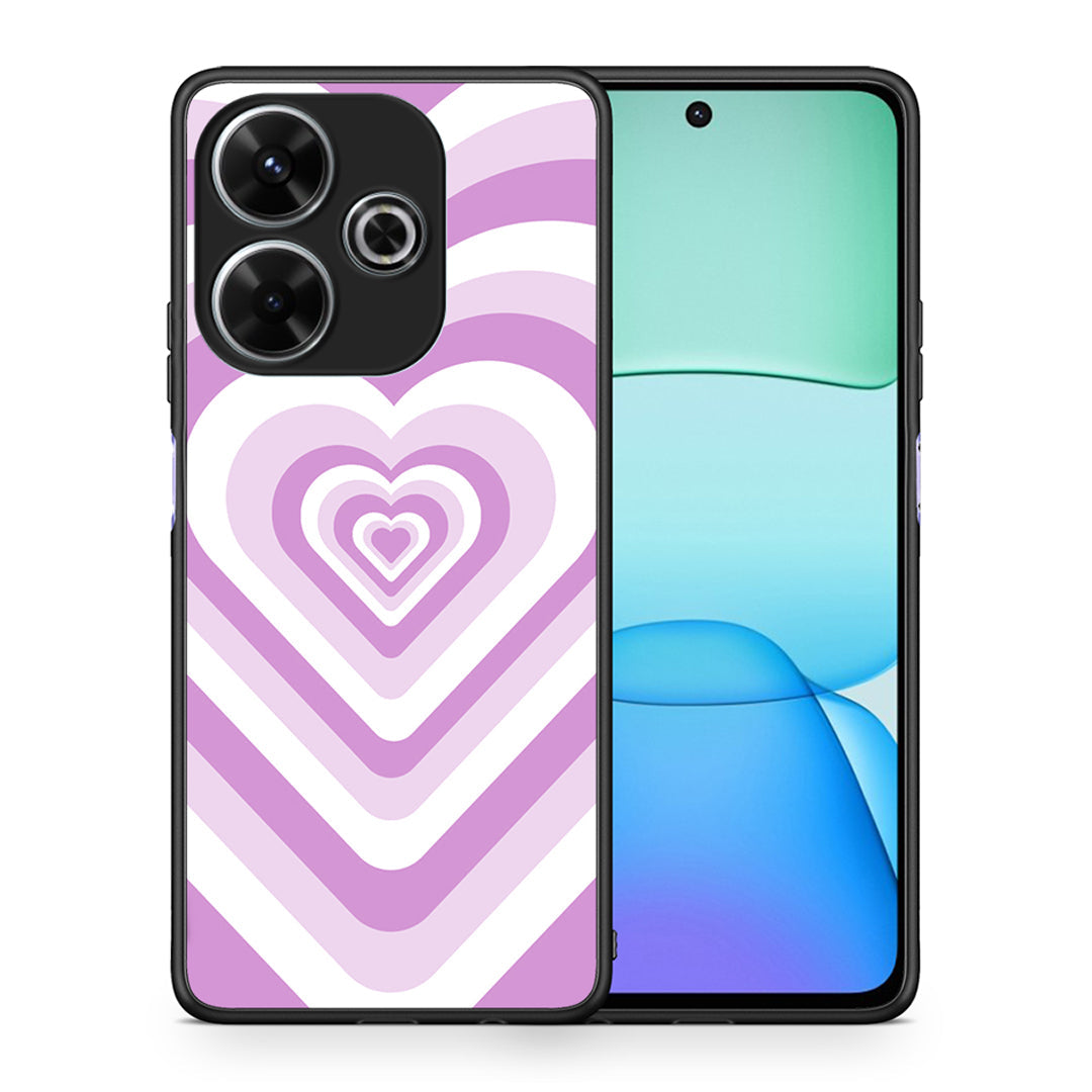 Θήκη Xiaomi Redmi 13 Lilac Hearts από τη Smartfits με σχέδιο στο πίσω μέρος και μαύρο περίβλημα | Xiaomi Redmi 13 Lilac Hearts case with colorful back and black bezels