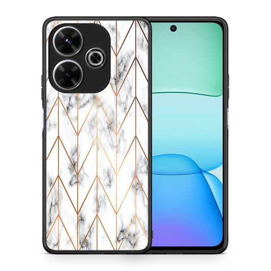 Θήκη Xiaomi Redmi 13 Gold Geometric Marble από τη Smartfits με σχέδιο στο πίσω μέρος και μαύρο περίβλημα | Xiaomi Redmi 13 Gold Geometric Marble case with colorful back and black bezels