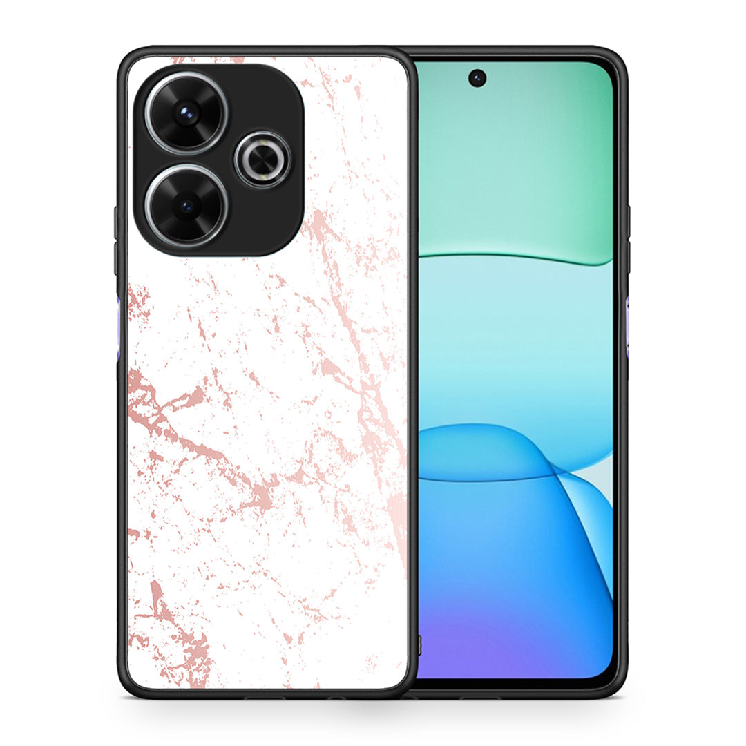 Θήκη Xiaomi Redmi 13 Pink Splash Marble από τη Smartfits με σχέδιο στο πίσω μέρος και μαύρο περίβλημα | Xiaomi Redmi 13 Pink Splash Marble case with colorful back and black bezels