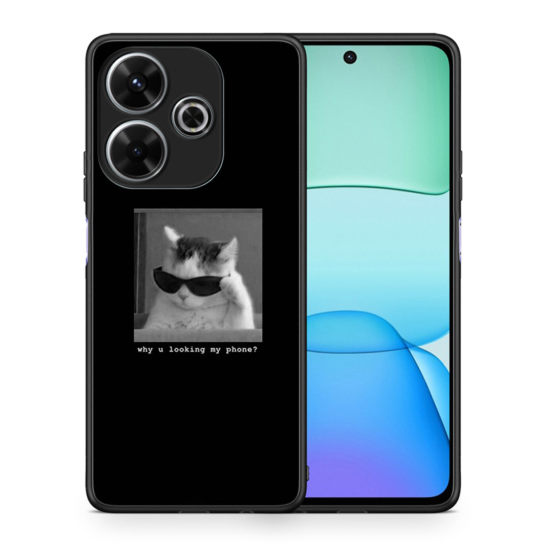 Θήκη Xiaomi Redmi 13 Meme Cat από τη Smartfits με σχέδιο στο πίσω μέρος και μαύρο περίβλημα | Xiaomi Redmi 13 Meme Cat case with colorful back and black bezels