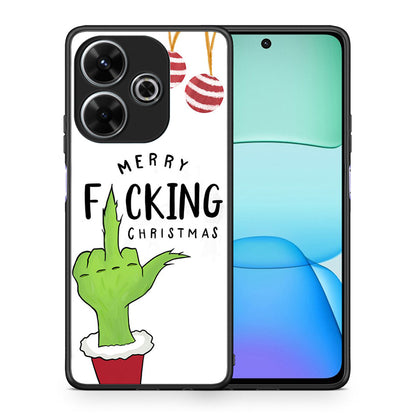 Θήκη Xiaomi Redmi 13 Merry F Xmas από τη Smartfits με σχέδιο στο πίσω μέρος και μαύρο περίβλημα | Xiaomi Redmi 13 Merry F Xmas case with colorful back and black bezels