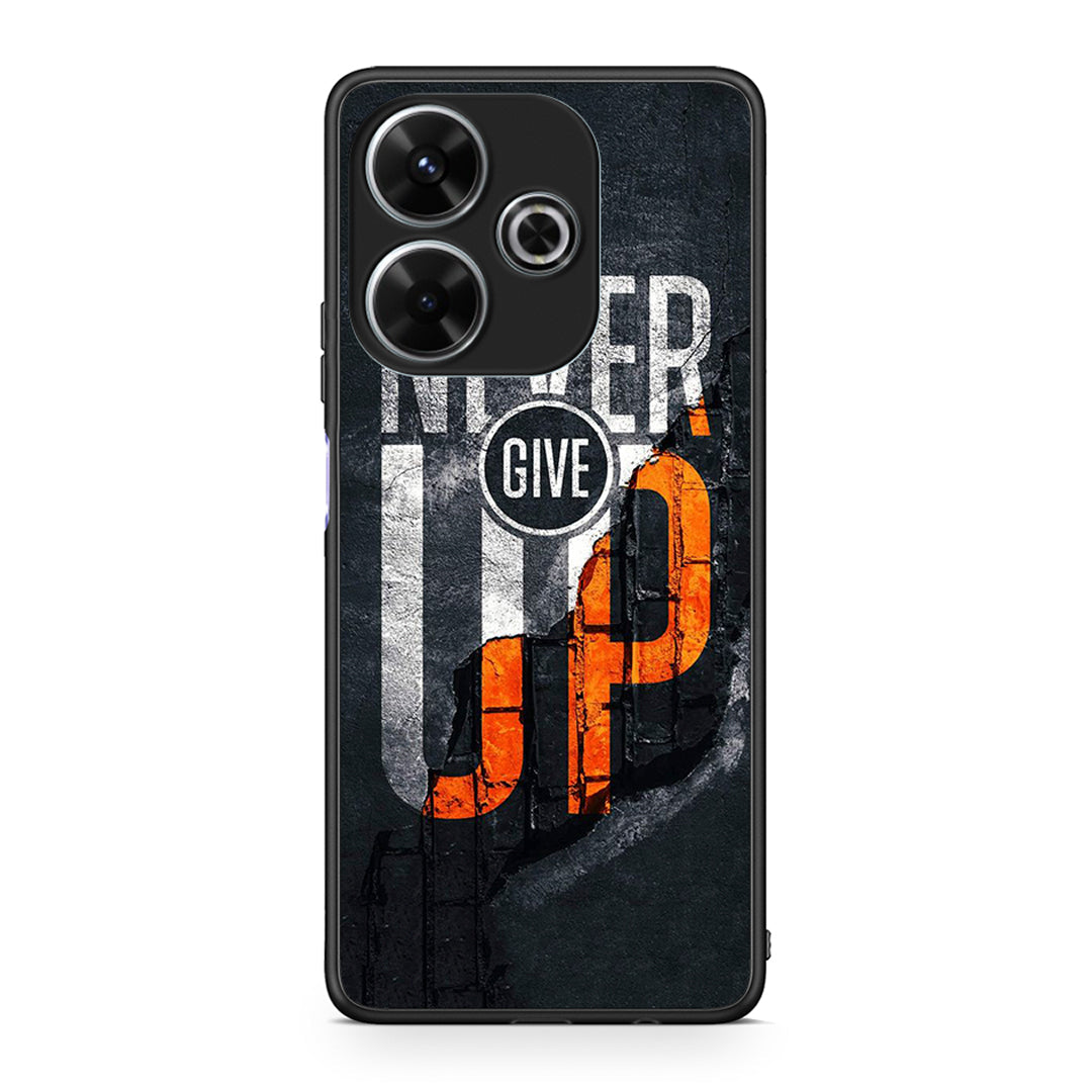 Xiaomi Redmi 13 Never Give Up Θήκη Αγίου Βαλεντίνου από τη Smartfits με σχέδιο στο πίσω μέρος και μαύρο περίβλημα | Smartphone case with colorful back and black bezels by Smartfits