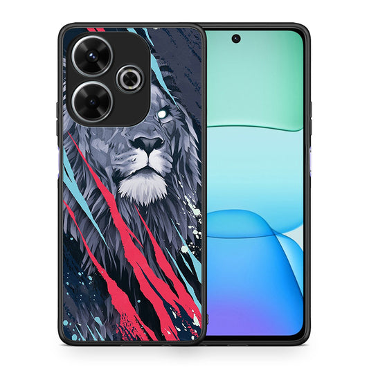 Θήκη Xiaomi Redmi 13 Lion Designer PopArt από τη Smartfits με σχέδιο στο πίσω μέρος και μαύρο περίβλημα | Xiaomi Redmi 13 Lion Designer PopArt case with colorful back and black bezels