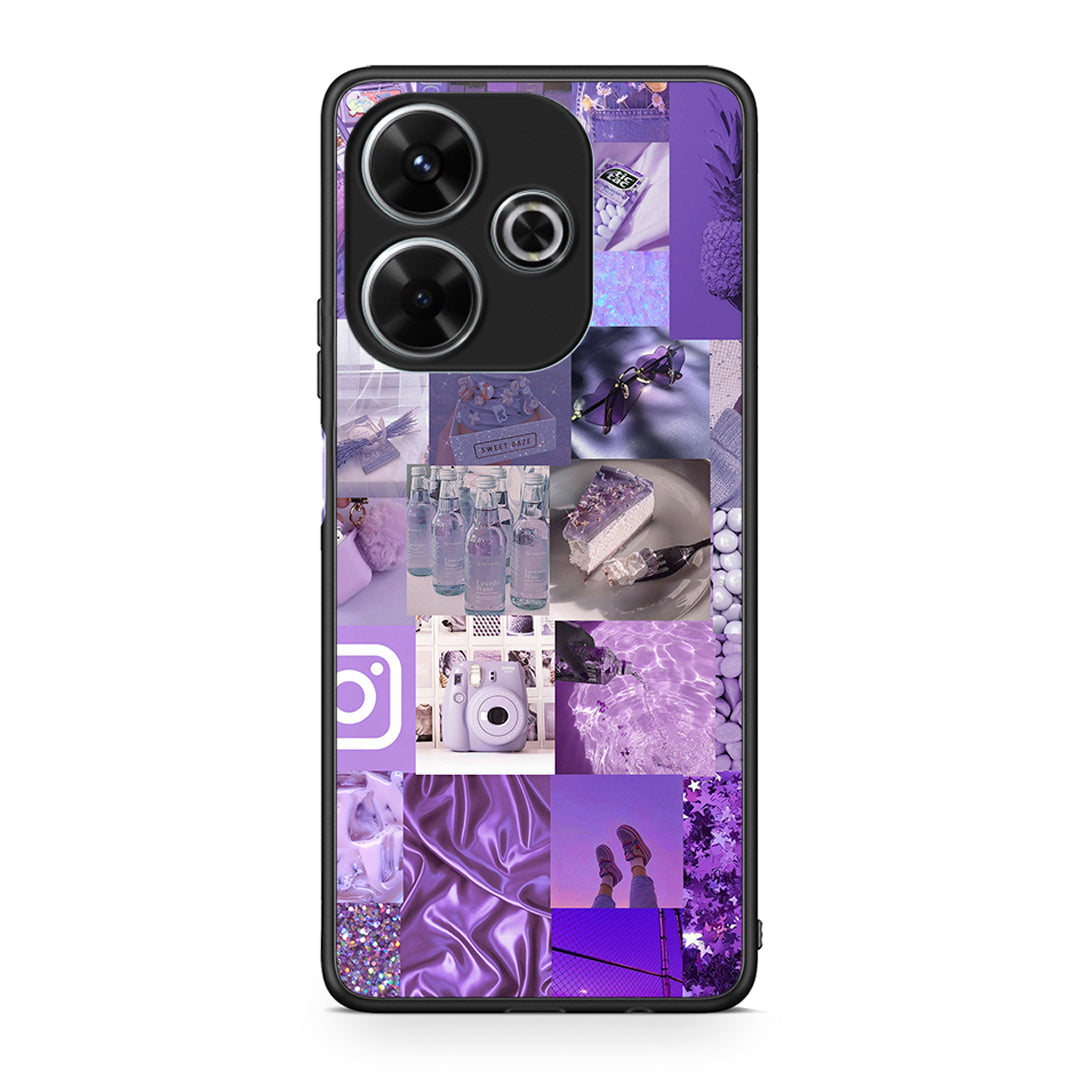 Xiaomi Redmi 13 Purple Aesthetic Collage θήκη από τη Smartfits με σχέδιο στο πίσω μέρος και μαύρο περίβλημα | Smartphone case with colorful back and black bezels by Smartfits