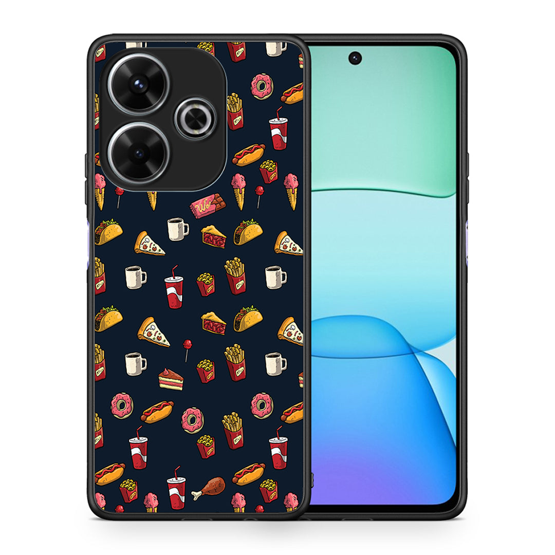 Θήκη Xiaomi Redmi 13 Hungry Random από τη Smartfits με σχέδιο στο πίσω μέρος και μαύρο περίβλημα | Xiaomi Redmi 13 Hungry Random case with colorful back and black bezels