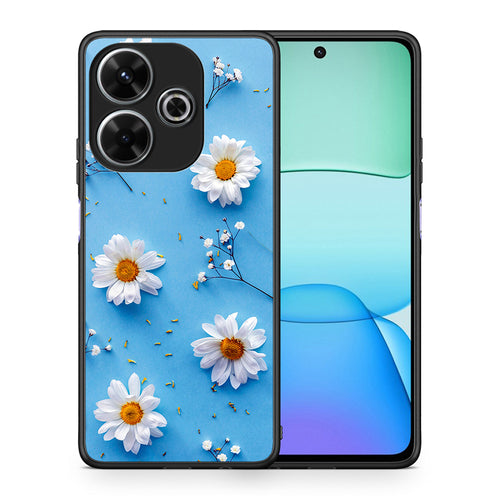 Θήκη Xiaomi Redmi 13 Real Daisies από τη Smartfits με σχέδιο στο πίσω μέρος και μαύρο περίβλημα | Xiaomi Redmi 13 Real Daisies case with colorful back and black bezels