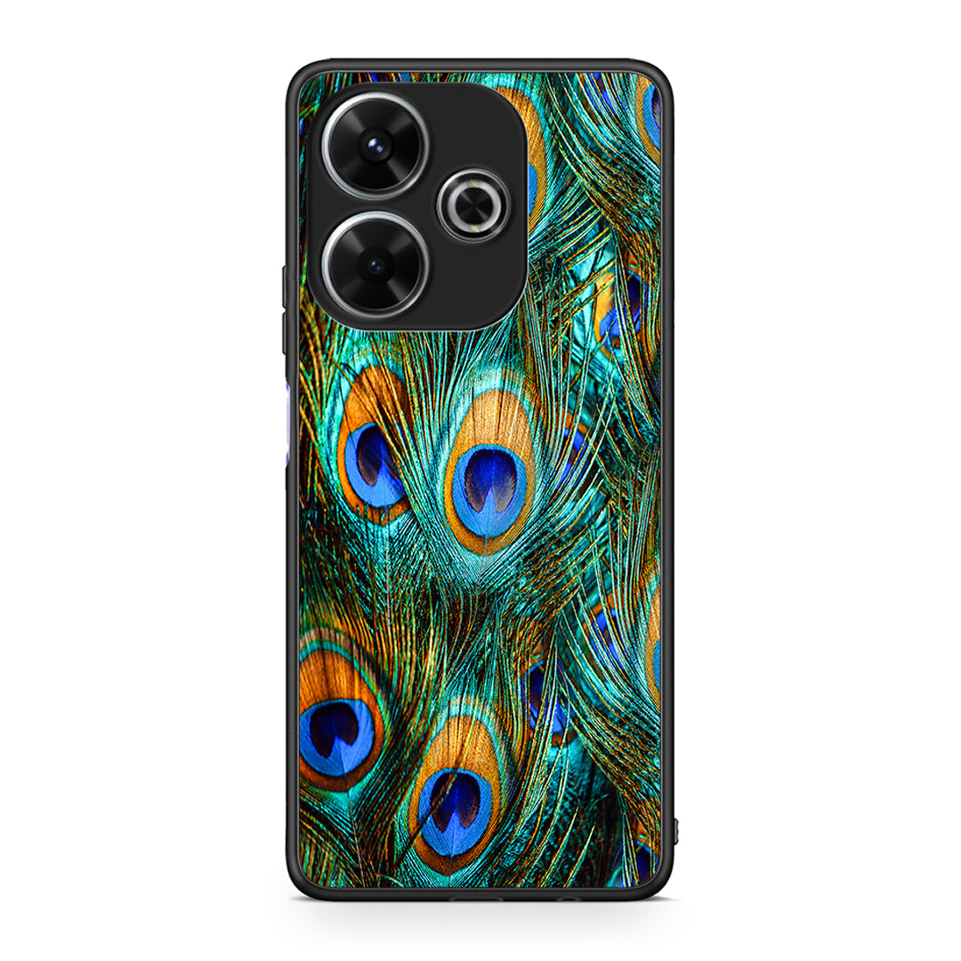 Xiaomi Redmi 13 Real Peacock Feathers θήκη από τη Smartfits με σχέδιο στο πίσω μέρος και μαύρο περίβλημα | Smartphone case with colorful back and black bezels by Smartfits