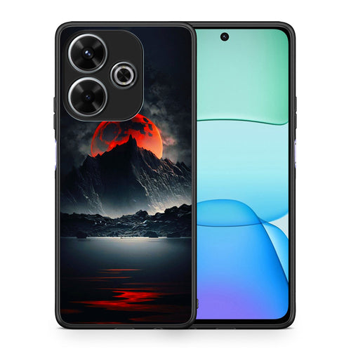 Θήκη Xiaomi Redmi 13 Red Full Moon από τη Smartfits με σχέδιο στο πίσω μέρος και μαύρο περίβλημα | Xiaomi Redmi 13 Red Full Moon case with colorful back and black bezels