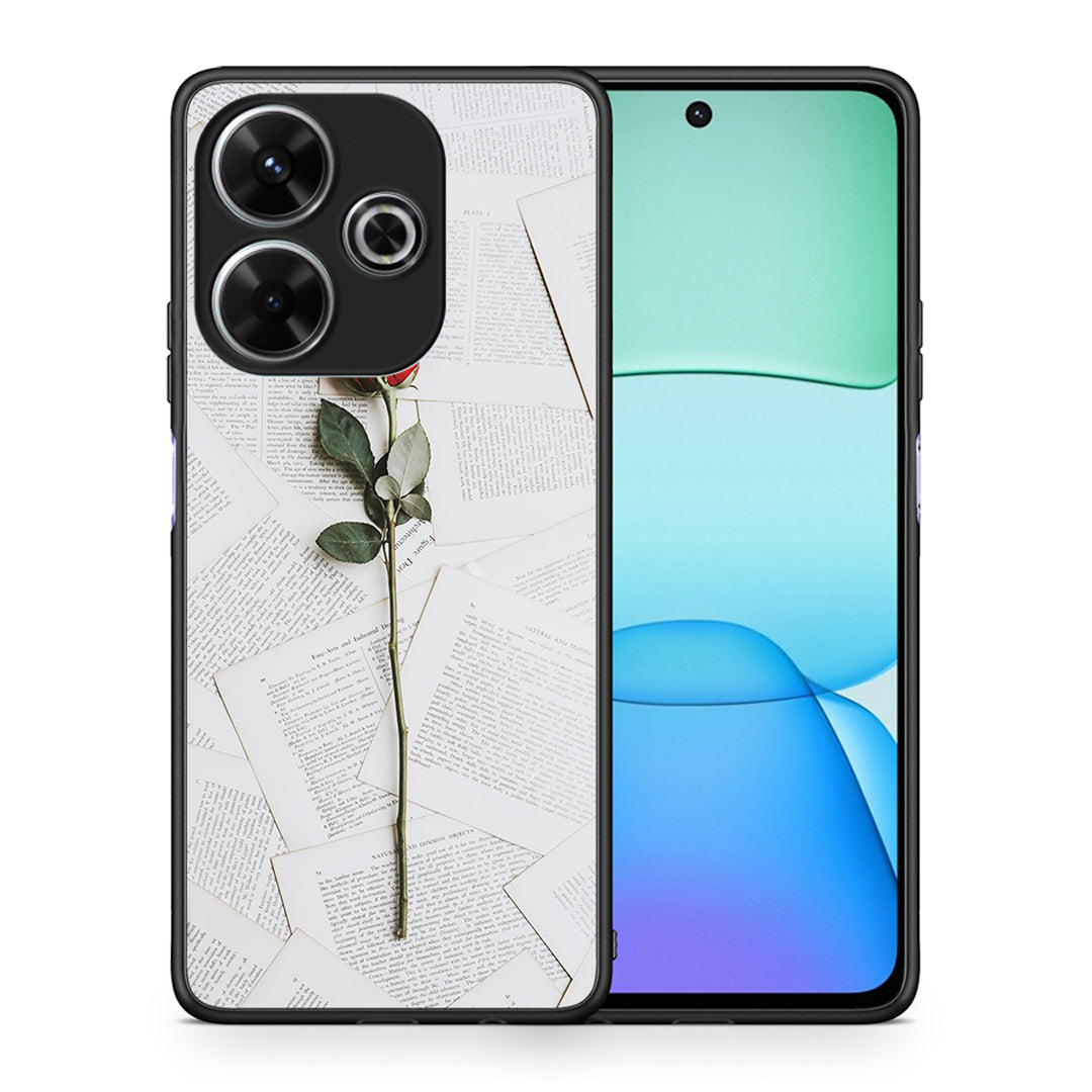 Θήκη Xiaomi Redmi 13 Red Rose από τη Smartfits με σχέδιο στο πίσω μέρος και μαύρο περίβλημα | Xiaomi Redmi 13 Red Rose case with colorful back and black bezels