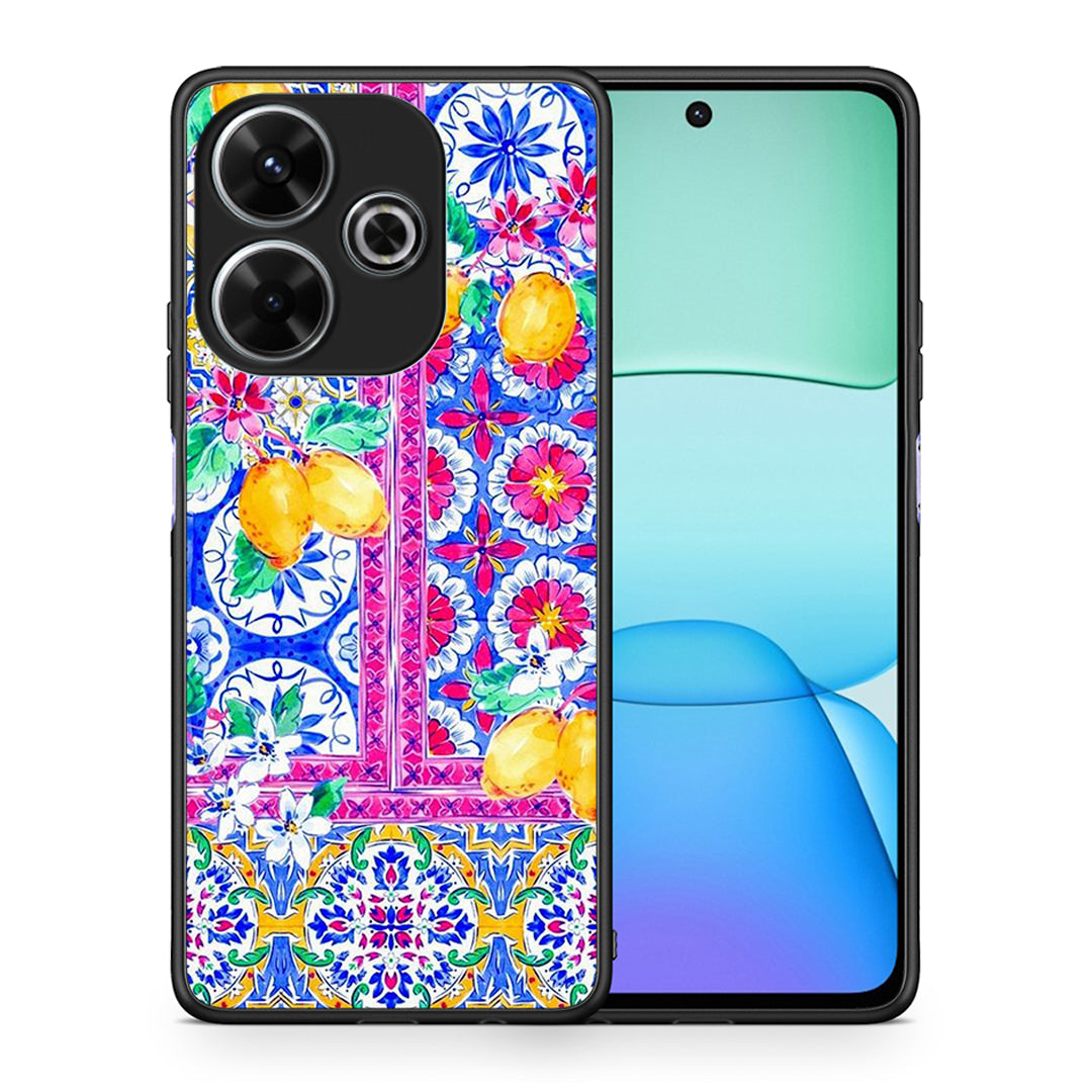 Θήκη Xiaomi Redmi 13 Retro Spring από τη Smartfits με σχέδιο στο πίσω μέρος και μαύρο περίβλημα | Xiaomi Redmi 13 Retro Spring case with colorful back and black bezels