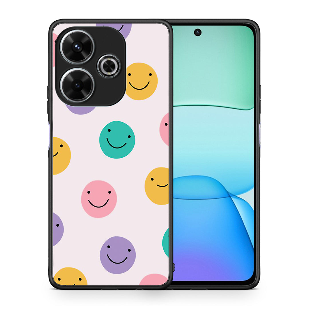 Θήκη Xiaomi Redmi 13 Smiley Faces από τη Smartfits με σχέδιο στο πίσω μέρος και μαύρο περίβλημα | Xiaomi Redmi 13 Smiley Faces case with colorful back and black bezels