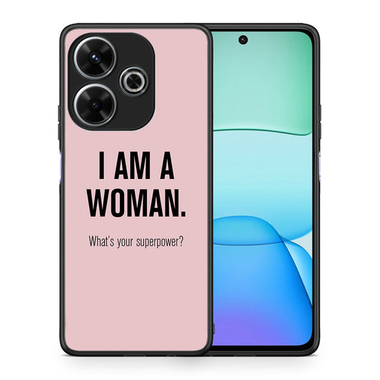 Θήκη Xiaomi Redmi 13 Superpower Woman από τη Smartfits με σχέδιο στο πίσω μέρος και μαύρο περίβλημα | Xiaomi Redmi 13 Superpower Woman case with colorful back and black bezels