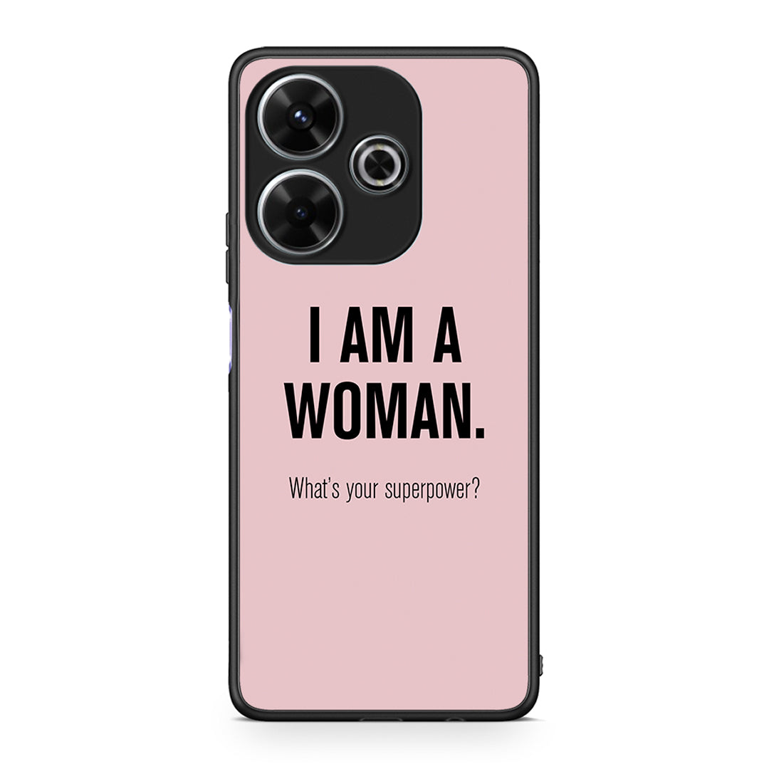 Xiaomi Redmi 13 Superpower Woman θήκη από τη Smartfits με σχέδιο στο πίσω μέρος και μαύρο περίβλημα | Smartphone case with colorful back and black bezels by Smartfits