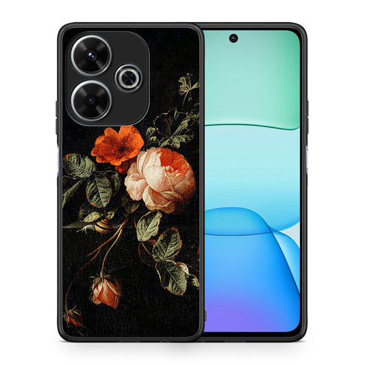 Θήκη Xiaomi Redmi 13 Vintage Roses από τη Smartfits με σχέδιο στο πίσω μέρος και μαύρο περίβλημα | Xiaomi Redmi 13 Vintage Roses case with colorful back and black bezels
