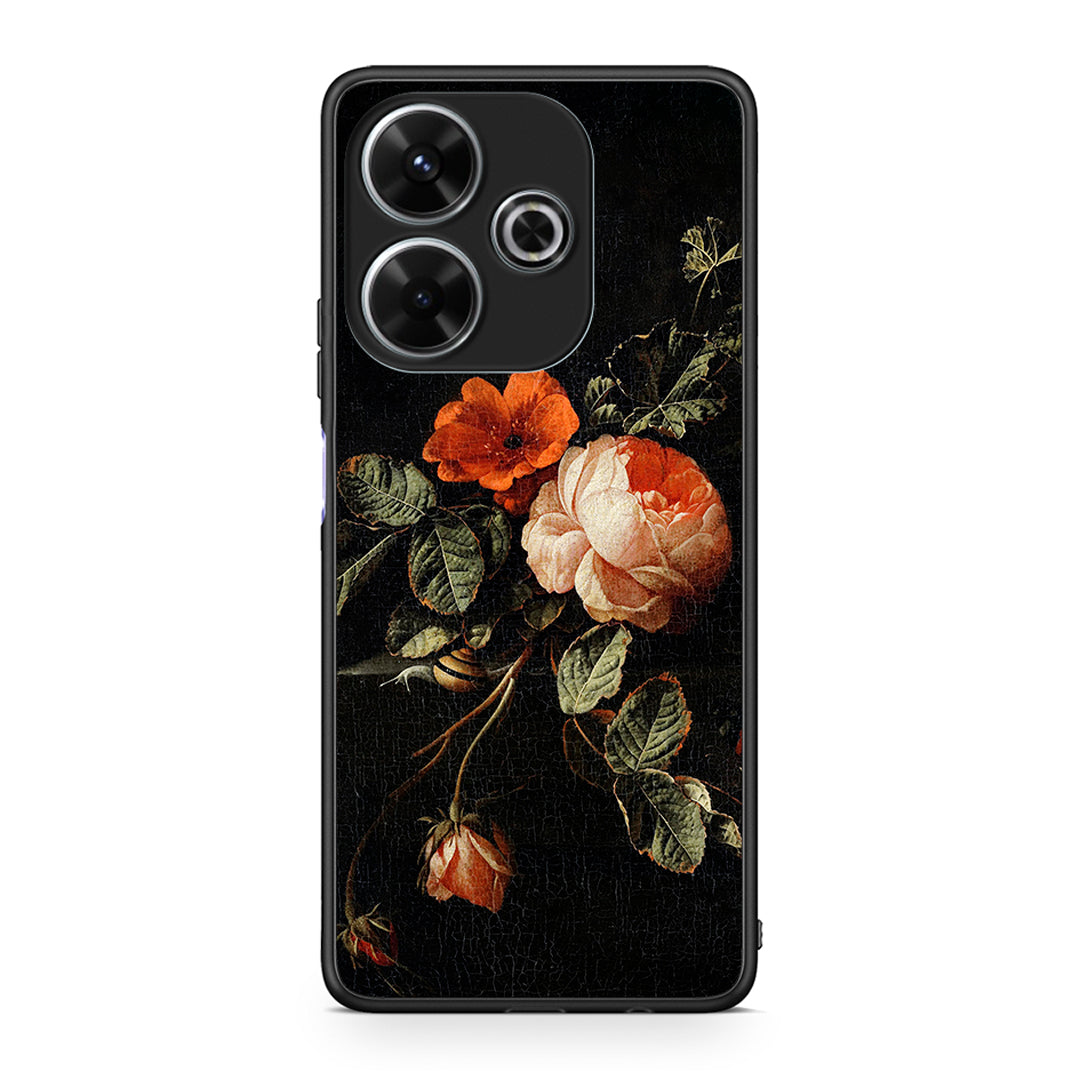 Xiaomi Redmi 13 Vintage Roses θήκη από τη Smartfits με σχέδιο στο πίσω μέρος και μαύρο περίβλημα | Smartphone case with colorful back and black bezels by Smartfits