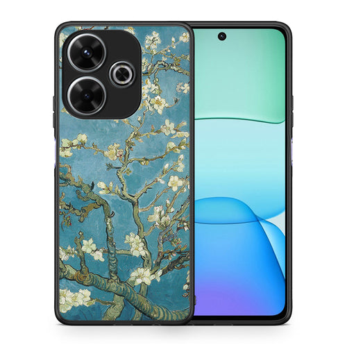 Θήκη Xiaomi Redmi 13 White Blossoms από τη Smartfits με σχέδιο στο πίσω μέρος και μαύρο περίβλημα | Xiaomi Redmi 13 White Blossoms case with colorful back and black bezels