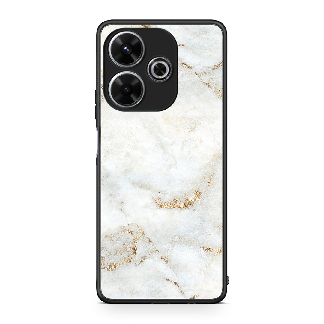 Xiaomi Redmi 13 White Gold Marble θήκη από τη Smartfits με σχέδιο στο πίσω μέρος και μαύρο περίβλημα | Smartphone case with colorful back and black bezels by Smartfits