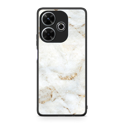 Xiaomi Redmi 13 White Gold Marble θήκη από τη Smartfits με σχέδιο στο πίσω μέρος και μαύρο περίβλημα | Smartphone case with colorful back and black bezels by Smartfits
