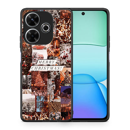 Θήκη Xiaomi Redmi 13 Xmas Collage από τη Smartfits με σχέδιο στο πίσω μέρος και μαύρο περίβλημα | Xiaomi Redmi 13 Xmas Collage case with colorful back and black bezels