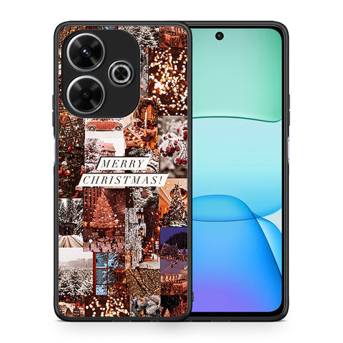 Θήκη Xiaomi Redmi 13 Xmas Collage από τη Smartfits με σχέδιο στο πίσω μέρος και μαύρο περίβλημα | Xiaomi Redmi 13 Xmas Collage case with colorful back and black bezels