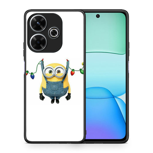 Θήκη Xiaomi Redmi 13 Xmas Minion Lights από τη Smartfits με σχέδιο στο πίσω μέρος και μαύρο περίβλημα | Xiaomi Redmi 13 Xmas Minion Lights case with colorful back and black bezels