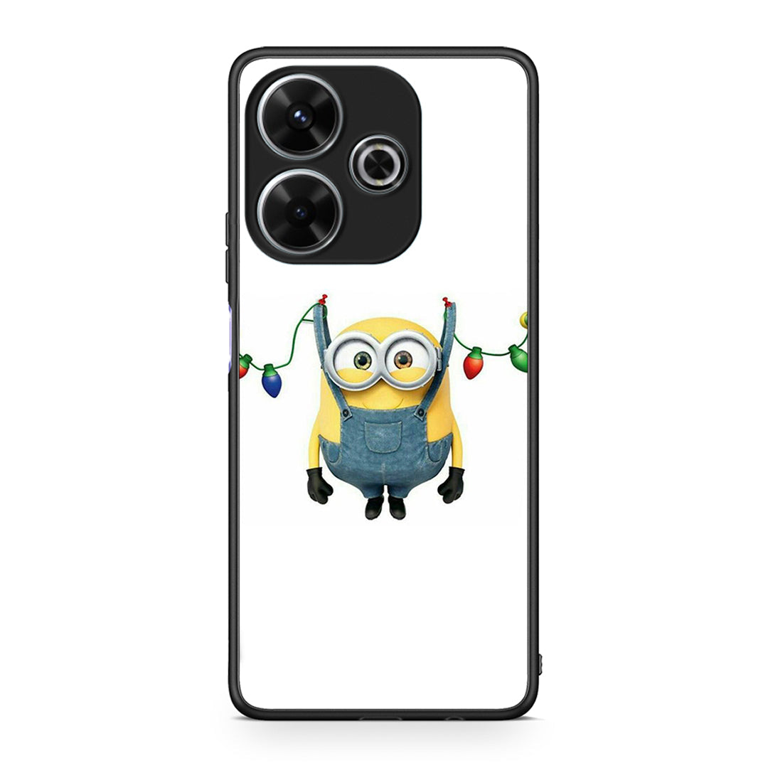 Xiaomi Redmi 13 Xmas Minion Lights θήκη από τη Smartfits με σχέδιο στο πίσω μέρος και μαύρο περίβλημα | Smartphone case with colorful back and black bezels by Smartfits
