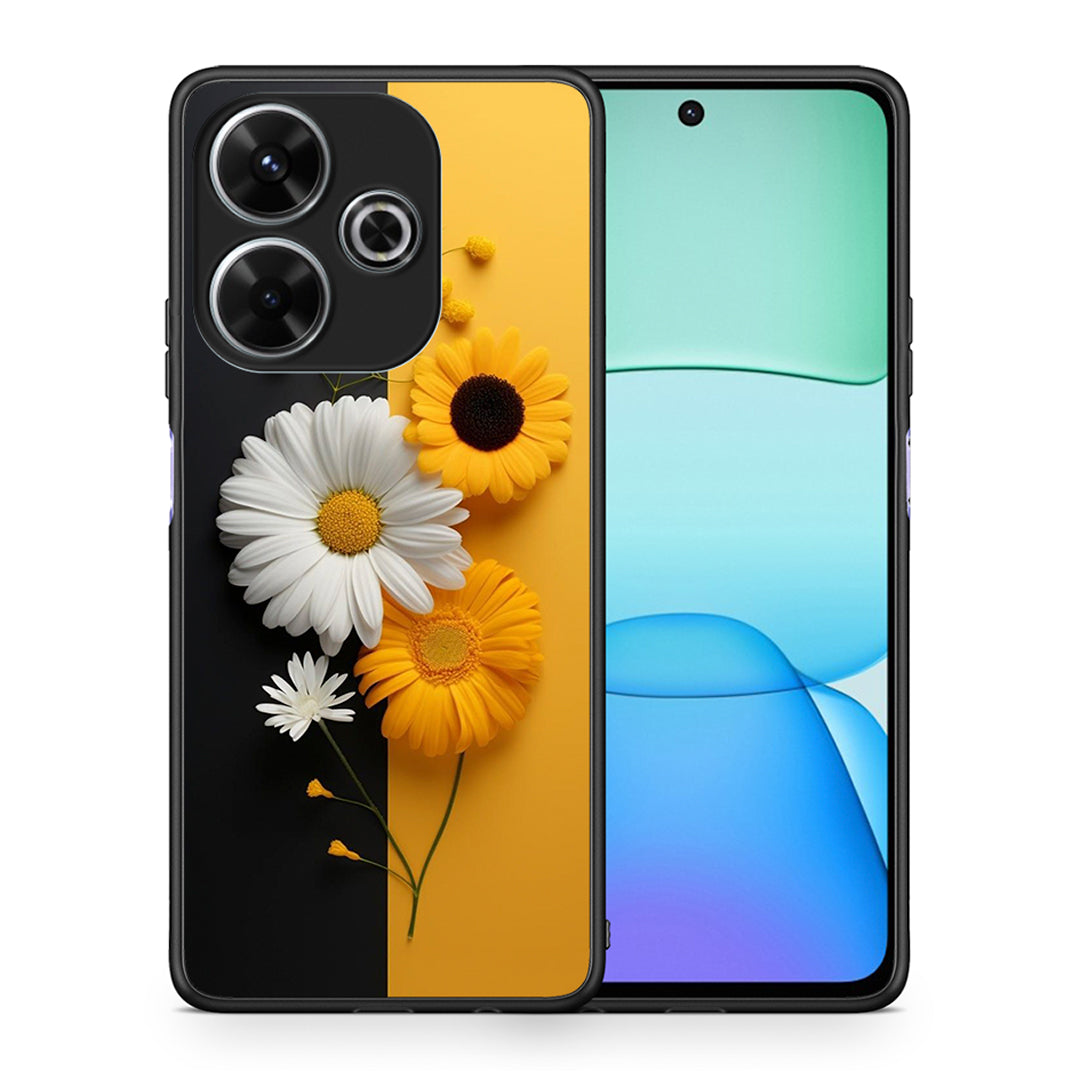 Θήκη Xiaomi Redmi 13 Yellow Daisies από τη Smartfits με σχέδιο στο πίσω μέρος και μαύρο περίβλημα | Xiaomi Redmi 13 Yellow Daisies case with colorful back and black bezels