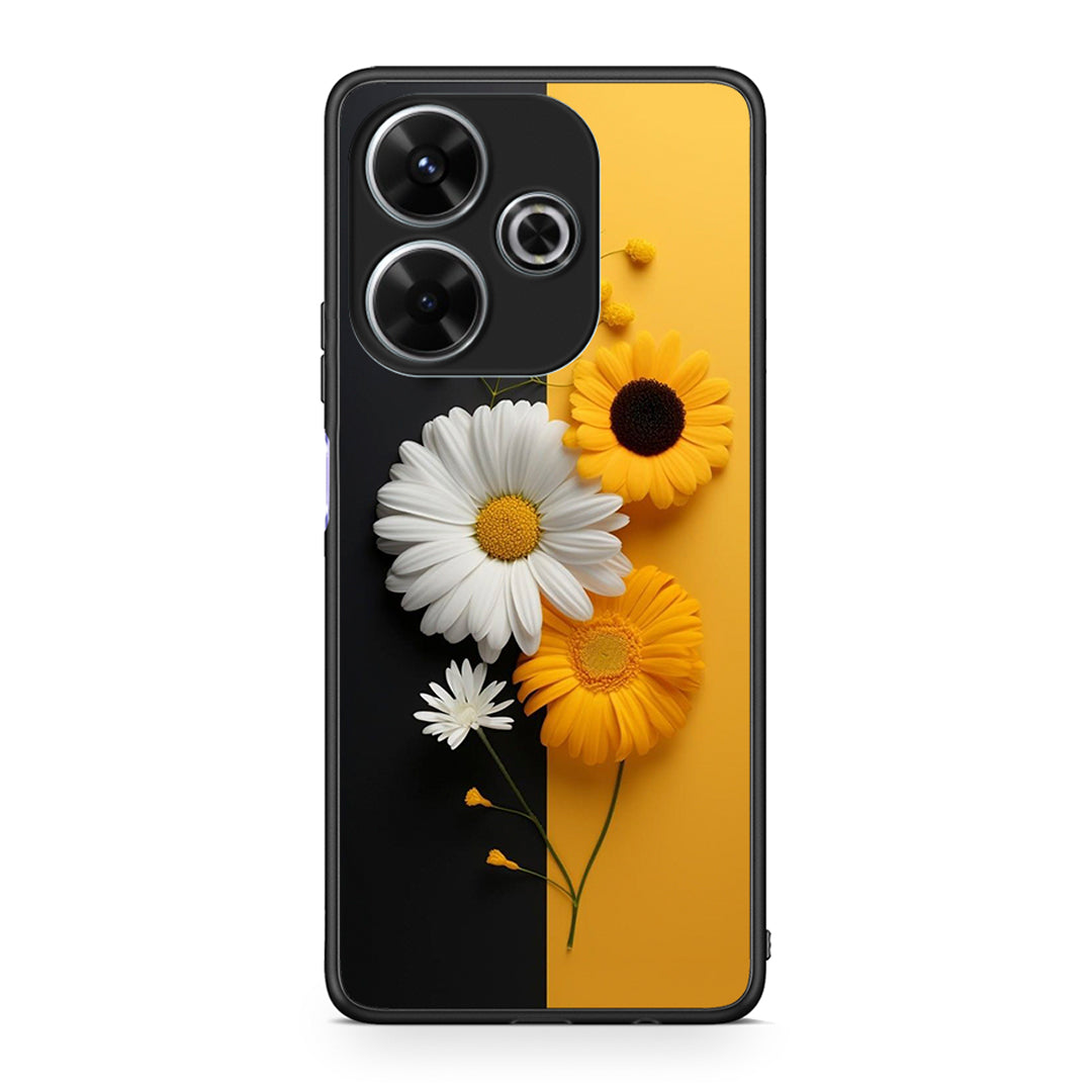 Xiaomi Redmi 13 Yellow Daisies θήκη από τη Smartfits με σχέδιο στο πίσω μέρος και μαύρο περίβλημα | Smartphone case with colorful back and black bezels by Smartfits