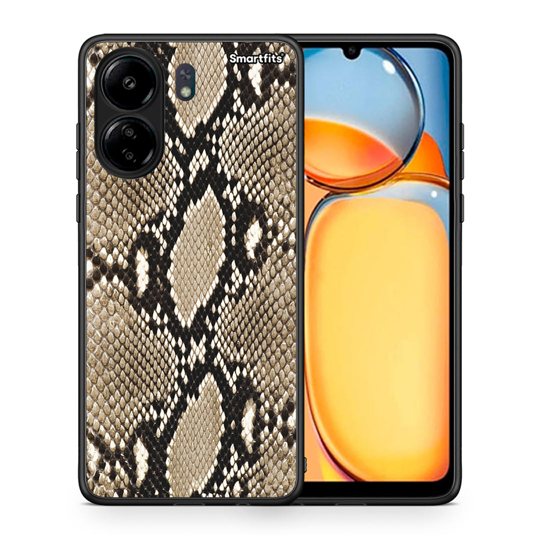 Θήκη Xiaomi Poco C65 Fashion Snake Animal από τη Smartfits με σχέδιο στο πίσω μέρος και μαύρο περίβλημα | Xiaomi Poco C65 Fashion Snake Animal case with colorful back and black bezels