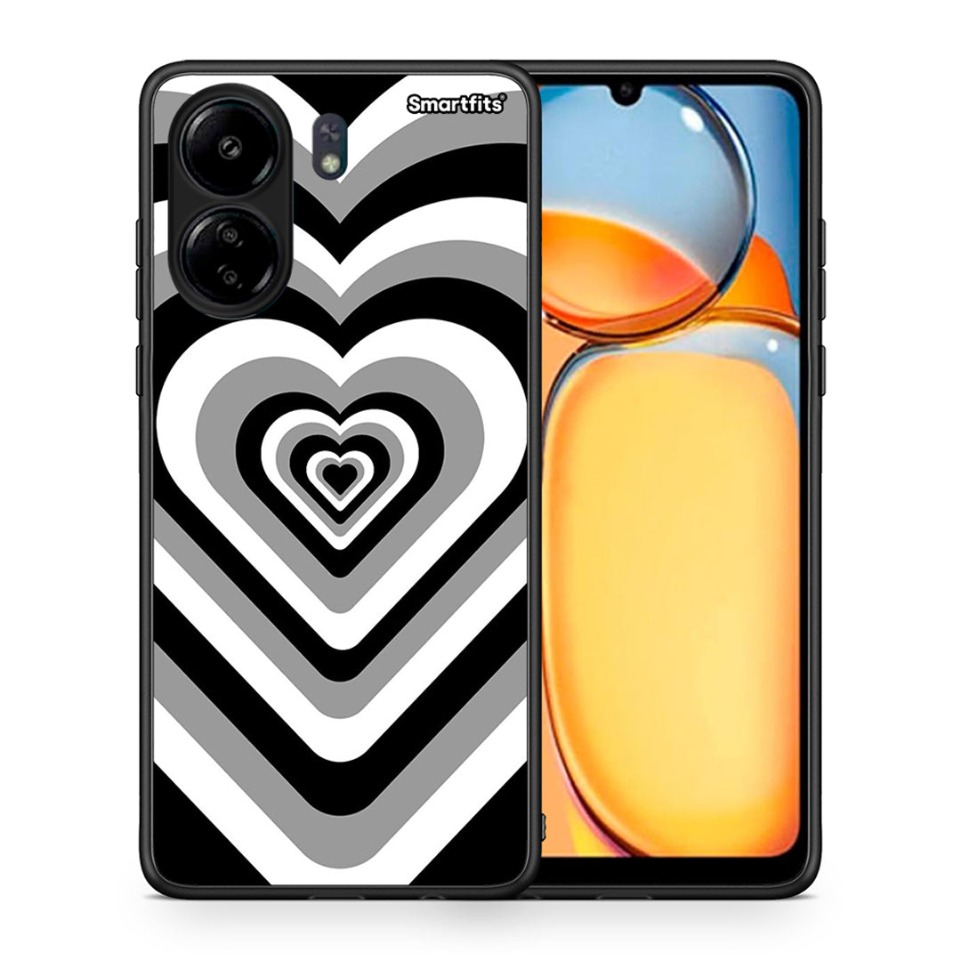 Θήκη Xiaomi Poco C65 Black Hearts από τη Smartfits με σχέδιο στο πίσω μέρος και μαύρο περίβλημα | Xiaomi Poco C65 Black Hearts case with colorful back and black bezels