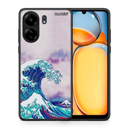 Θήκη Xiaomi Redmi 13C Blue Waves από τη Smartfits με σχέδιο στο πίσω μέρος και μαύρο περίβλημα | Xiaomi Redmi 13C Blue Waves case with colorful back and black bezels