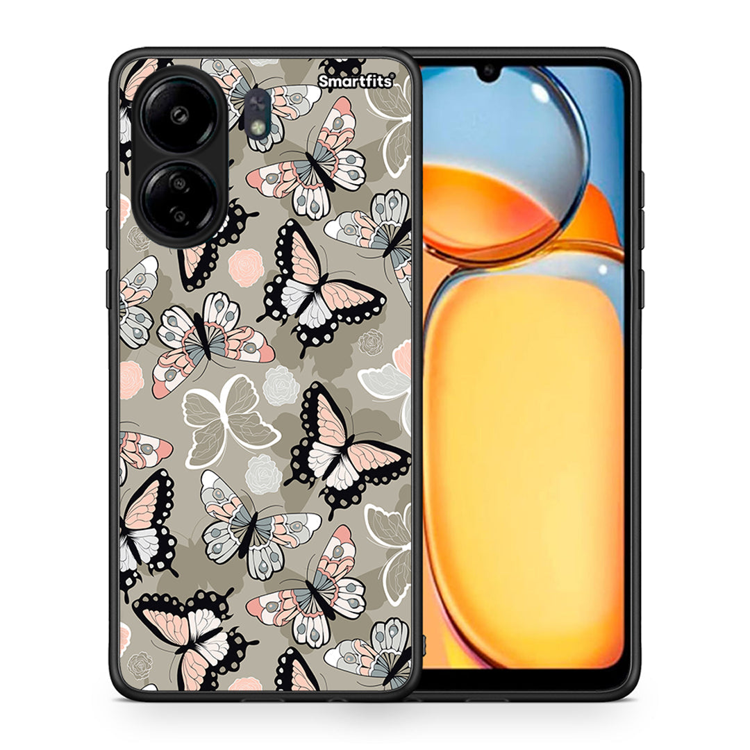 Θήκη Xiaomi Poco C65 Butterflies Boho από τη Smartfits με σχέδιο στο πίσω μέρος και μαύρο περίβλημα | Xiaomi Poco C65 Butterflies Boho case with colorful back and black bezels