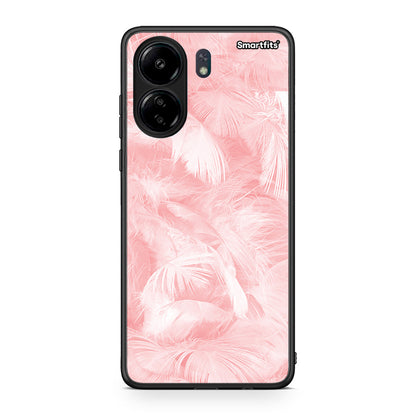 33 - Xiaomi Poco C65 Pink Feather Boho case, cover, bumper