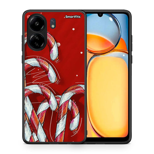 Θήκη Xiaomi Poco C65 Candy Cane από τη Smartfits με σχέδιο στο πίσω μέρος και μαύρο περίβλημα | Xiaomi Poco C65 Candy Cane case with colorful back and black bezels