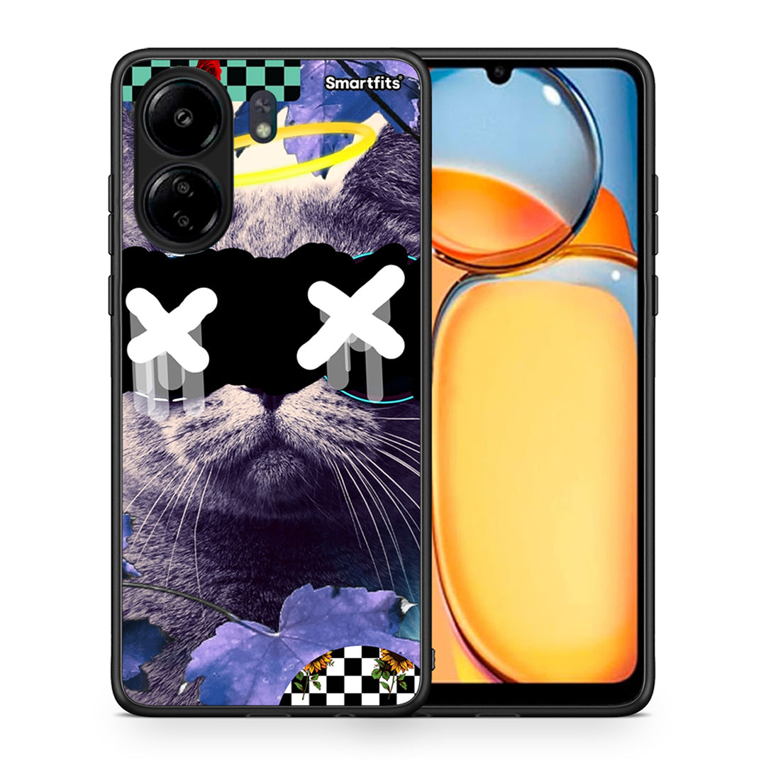 Θήκη Xiaomi Poco C65 Cat Collage από τη Smartfits με σχέδιο στο πίσω μέρος και μαύρο περίβλημα | Xiaomi Poco C65 Cat Collage case with colorful back and black bezels