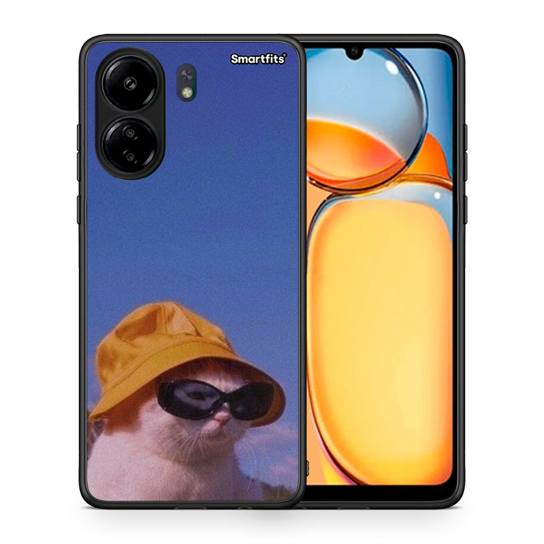 Θήκη Xiaomi Poco C65 Cat Diva από τη Smartfits με σχέδιο στο πίσω μέρος και μαύρο περίβλημα | Xiaomi Poco C65 Cat Diva case with colorful back and black bezels