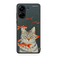 Thumbnail for Xiaomi Poco C65 Cat Goldfish θήκη από τη Smartfits με σχέδιο στο πίσω μέρος και μαύρο περίβλημα | Smartphone case with colorful back and black bezels by Smartfits