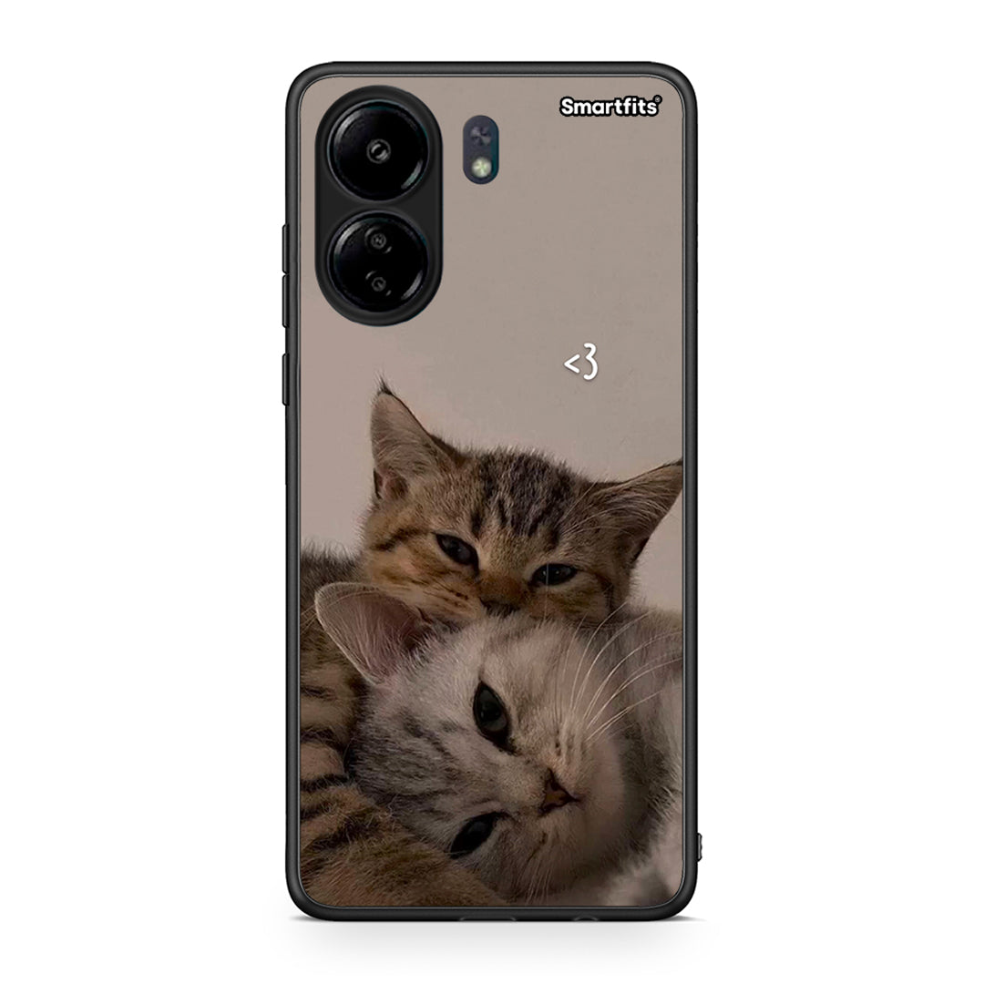 Xiaomi Poco C65 Cats In Love Θήκη από τη Smartfits με σχέδιο στο πίσω μέρος και μαύρο περίβλημα | Smartphone case with colorful back and black bezels by Smartfits