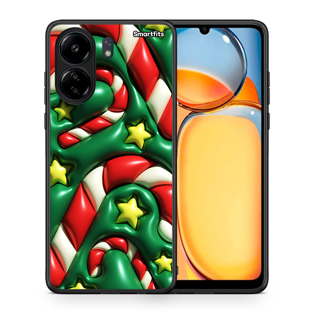 Θήκη Xiaomi Redmi 13C Christmas Bubbles από τη Smartfits με σχέδιο στο πίσω μέρος και μαύρο περίβλημα | Xiaomi Redmi 13C Christmas Bubbles case with colorful back and black bezels