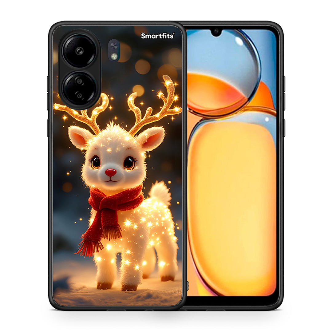 Θήκη Xiaomi Redmi 13C Christmas Cutie από τη Smartfits με σχέδιο στο πίσω μέρος και μαύρο περίβλημα | Xiaomi Redmi 13C Christmas Cutie case with colorful back and black bezels