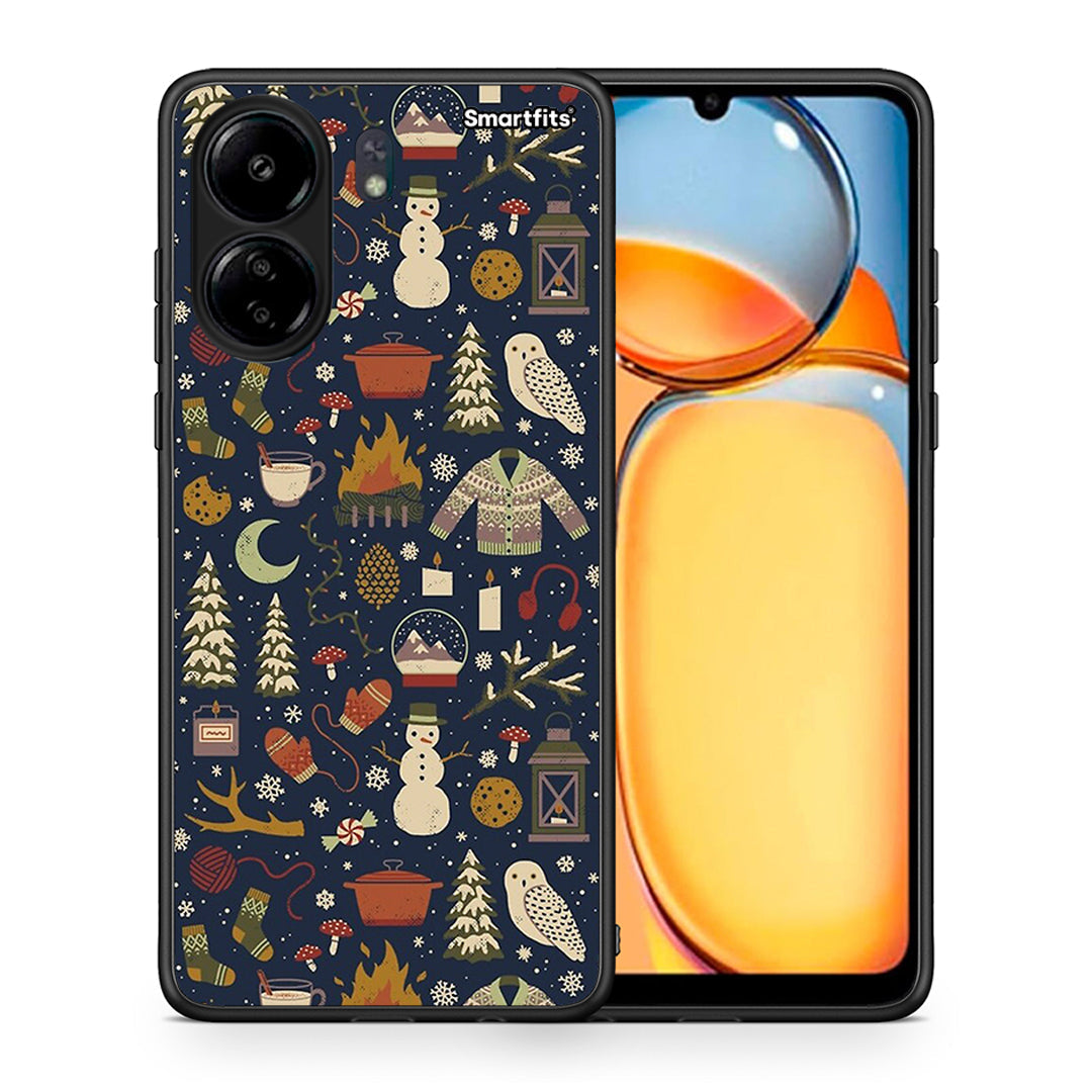 Θήκη Xiaomi Poco C65 Christmas Elements από τη Smartfits με σχέδιο στο πίσω μέρος και μαύρο περίβλημα | Xiaomi Poco C65 Christmas Elements case with colorful back and black bezels