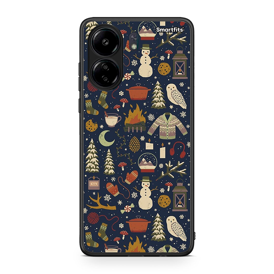 Xiaomi Poco C65 Christmas Elements θήκη από τη Smartfits με σχέδιο στο πίσω μέρος και μαύρο περίβλημα | Smartphone case with colorful back and black bezels by Smartfits