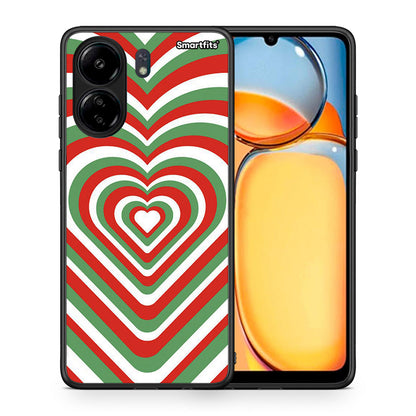 Θήκη Xiaomi Poco C65 Christmas Hearts από τη Smartfits με σχέδιο στο πίσω μέρος και μαύρο περίβλημα | Xiaomi Poco C65 Christmas Hearts case with colorful back and black bezels