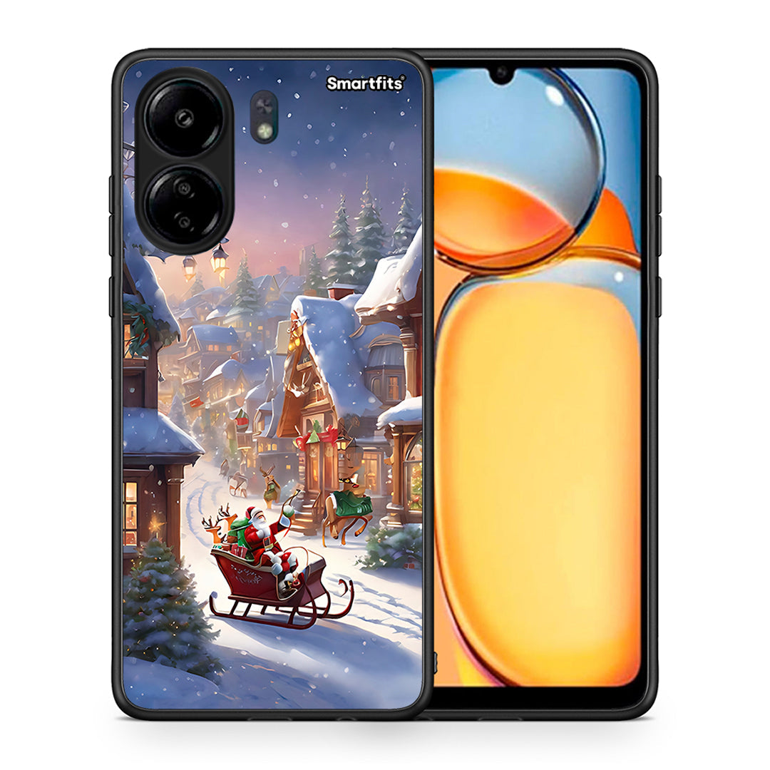 Θήκη Xiaomi Poco C65 Christmas Snow από τη Smartfits με σχέδιο στο πίσω μέρος και μαύρο περίβλημα | Xiaomi Poco C65 Christmas Snow case with colorful back and black bezels